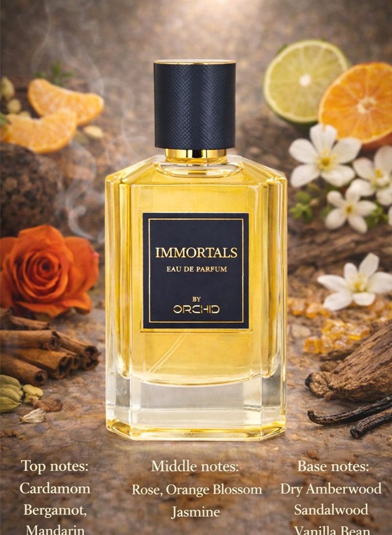 أوركيد إيمورتالز بور هوم أو دو بارفيوم 100 مل – عطر خشبي عنبري يدوم طويلاً مع البرغموت، الهيل، خشب الصندل والفانيليا - Image 2